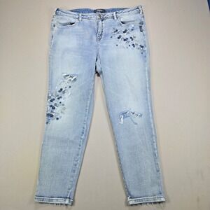 Silver‎ Jeans Co Izzy Ankle Skinny Floral Distressed Light Wash Womens 16 L27